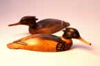 Merganser bird carvings