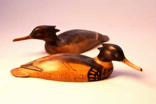 Merganser bird carvings