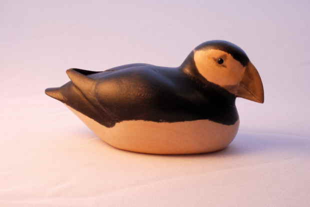 Puffin bird carving