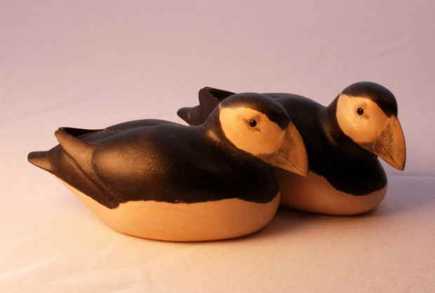 Puffin bird carvings